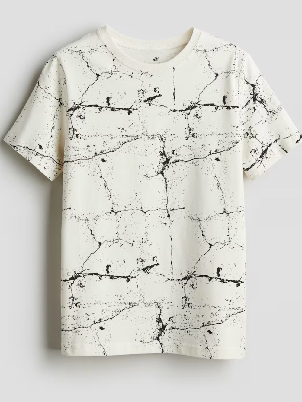✅🌹H&M Cream Short Sleeve Tee with Black Marble Print